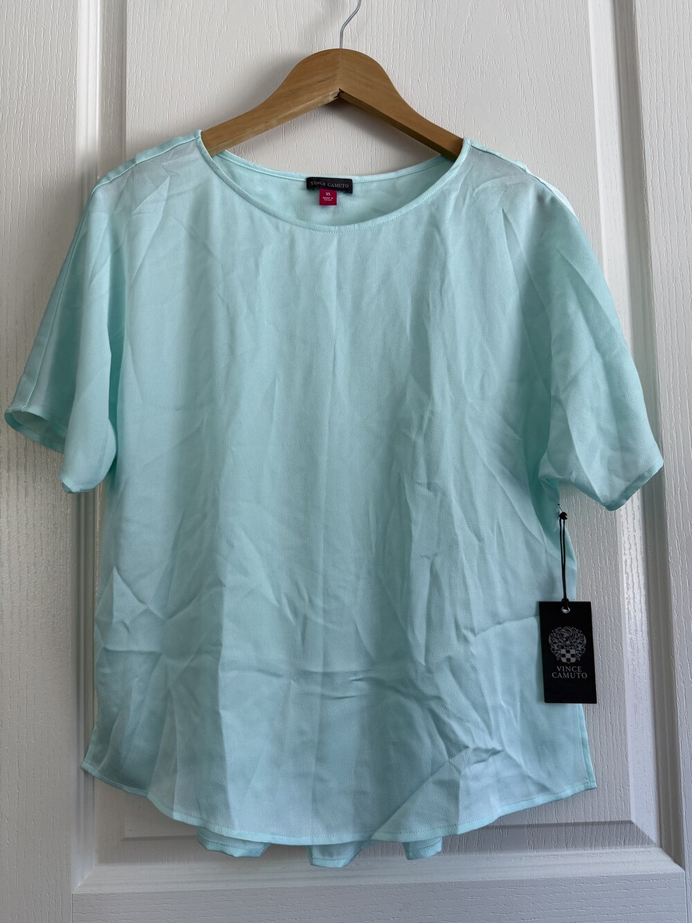 Vince Camuto Mint Crew Neck T-Shirt with Pleated Back